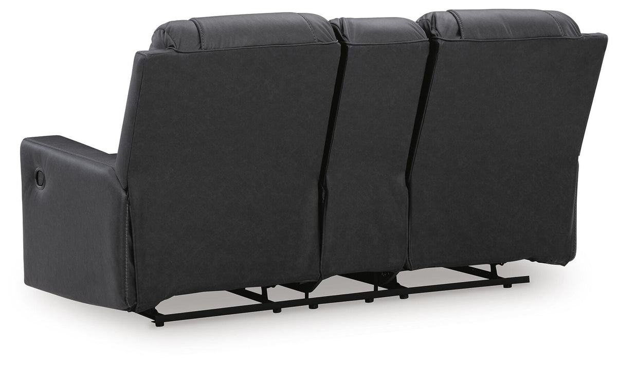 Mackmenville DBL Rec Loveseat w/Console Faux Leather