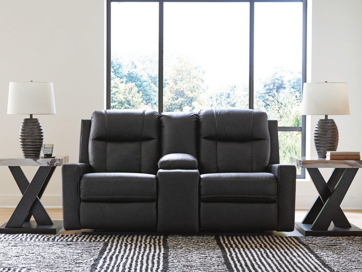 Mackmenville DBL Rec Loveseat w/Console Faux Leather