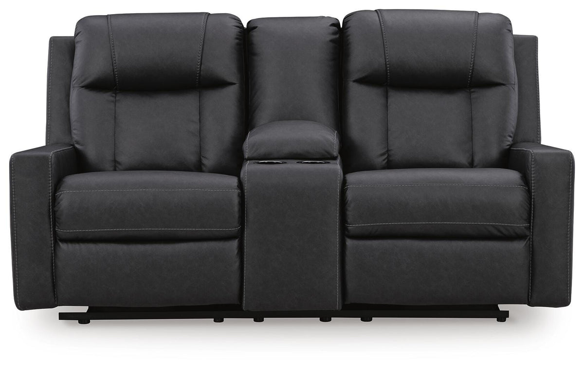 Mackmenville DBL Rec Loveseat w/Console Faux Leather