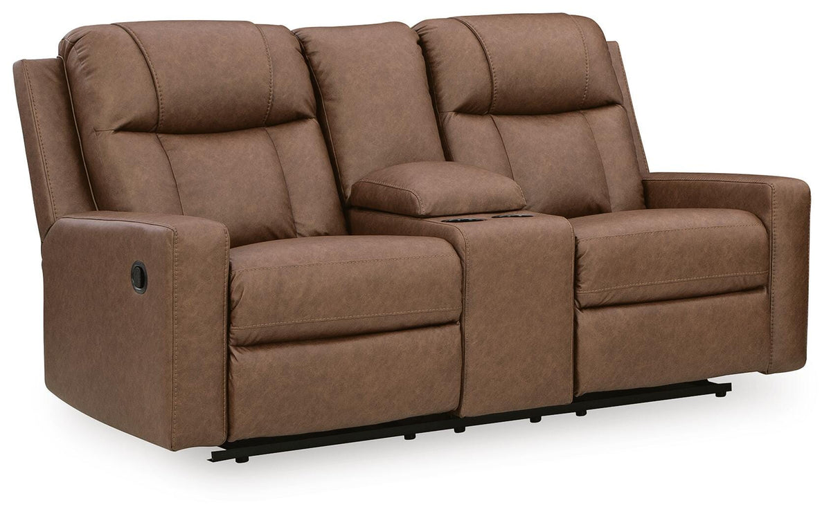 Mackmenville DBL Rec Loveseat w/Console Faux Leather