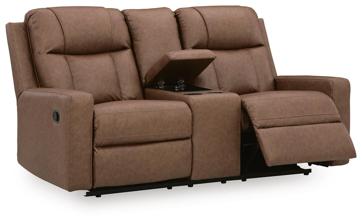 Mackmenville DBL Rec Loveseat w/Console Faux Leather