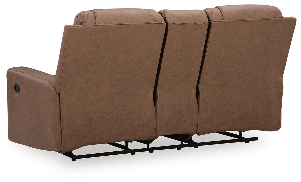 Mackmenville DBL Rec Loveseat w/Console Faux Leather
