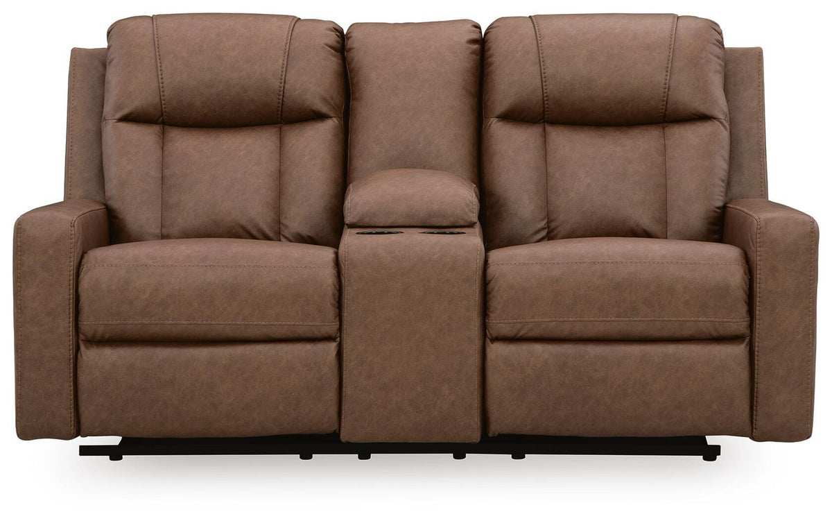 Mackmenville DBL Rec Loveseat w/Console Faux Leather