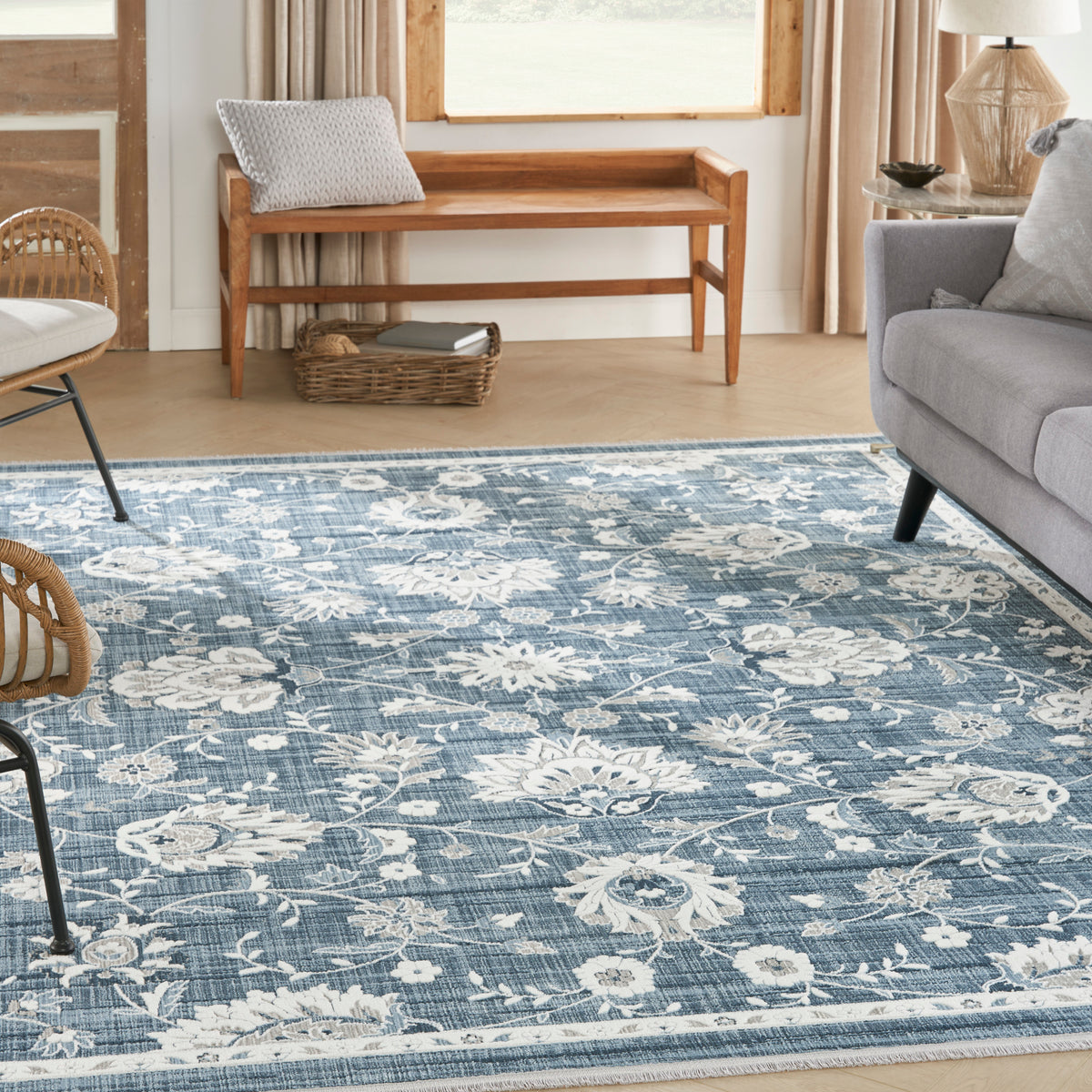 Lennox LEN01 Blue Ivory Rug - room scene