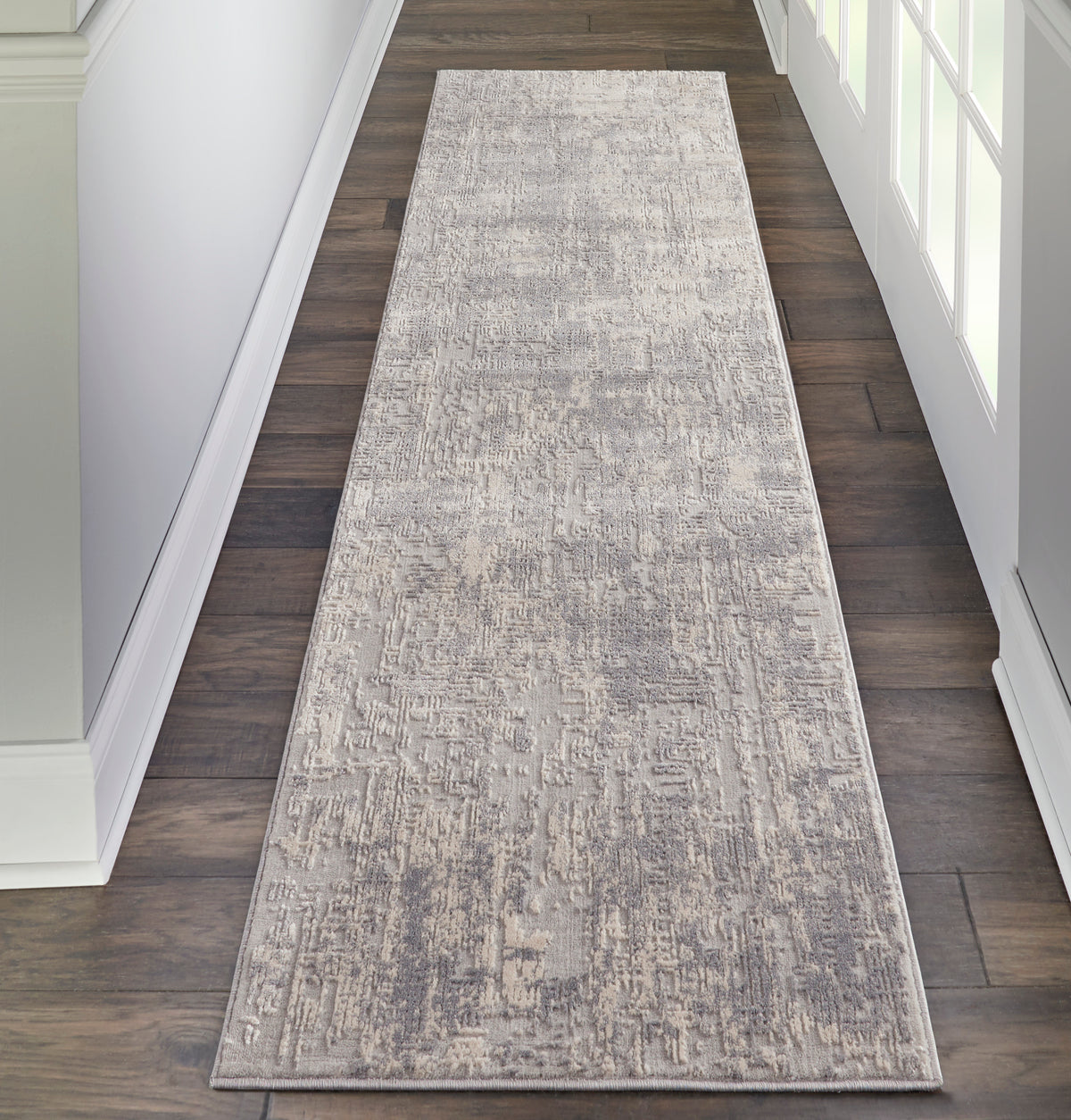 Rustic Textures RUS01 Ivory Silver Rug - room scene
