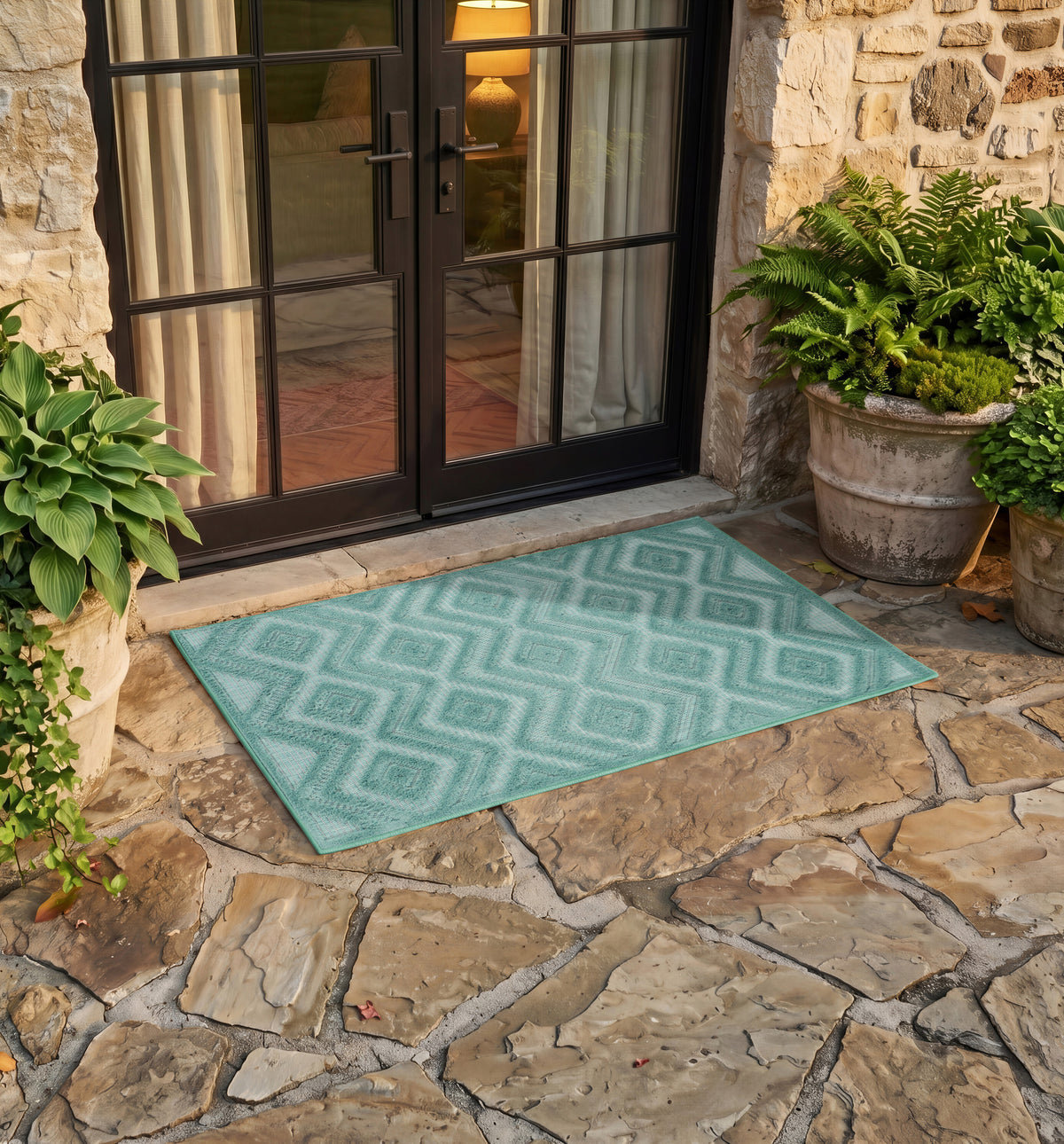 Versatile NRV01 Aqua Teal Rug - room scene