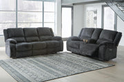 Draycoll Power Reclining Sofa and Loveseat