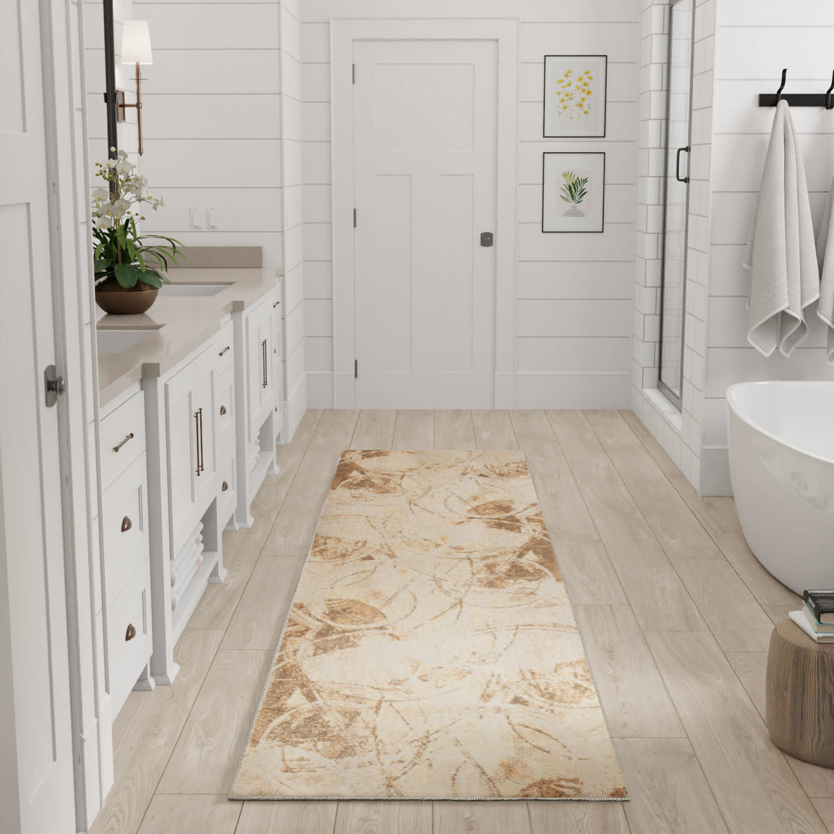 Astra Machine Washable ASW14 Beige Rug - room scene
