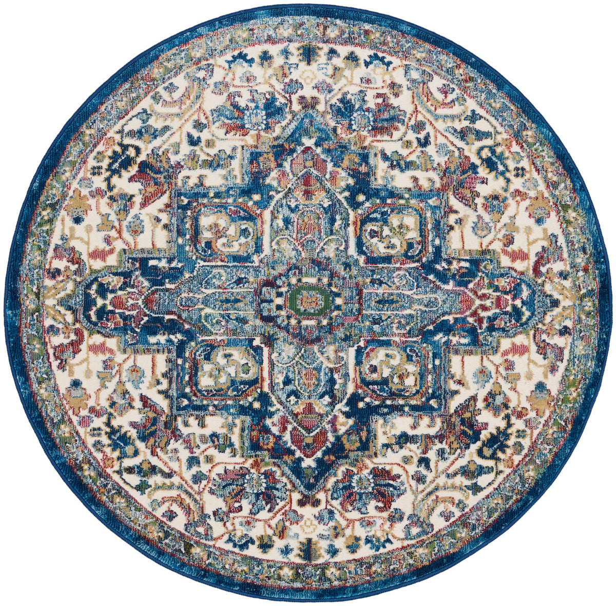 Ankara Global ANR15 Ivory Navy Rug - Round