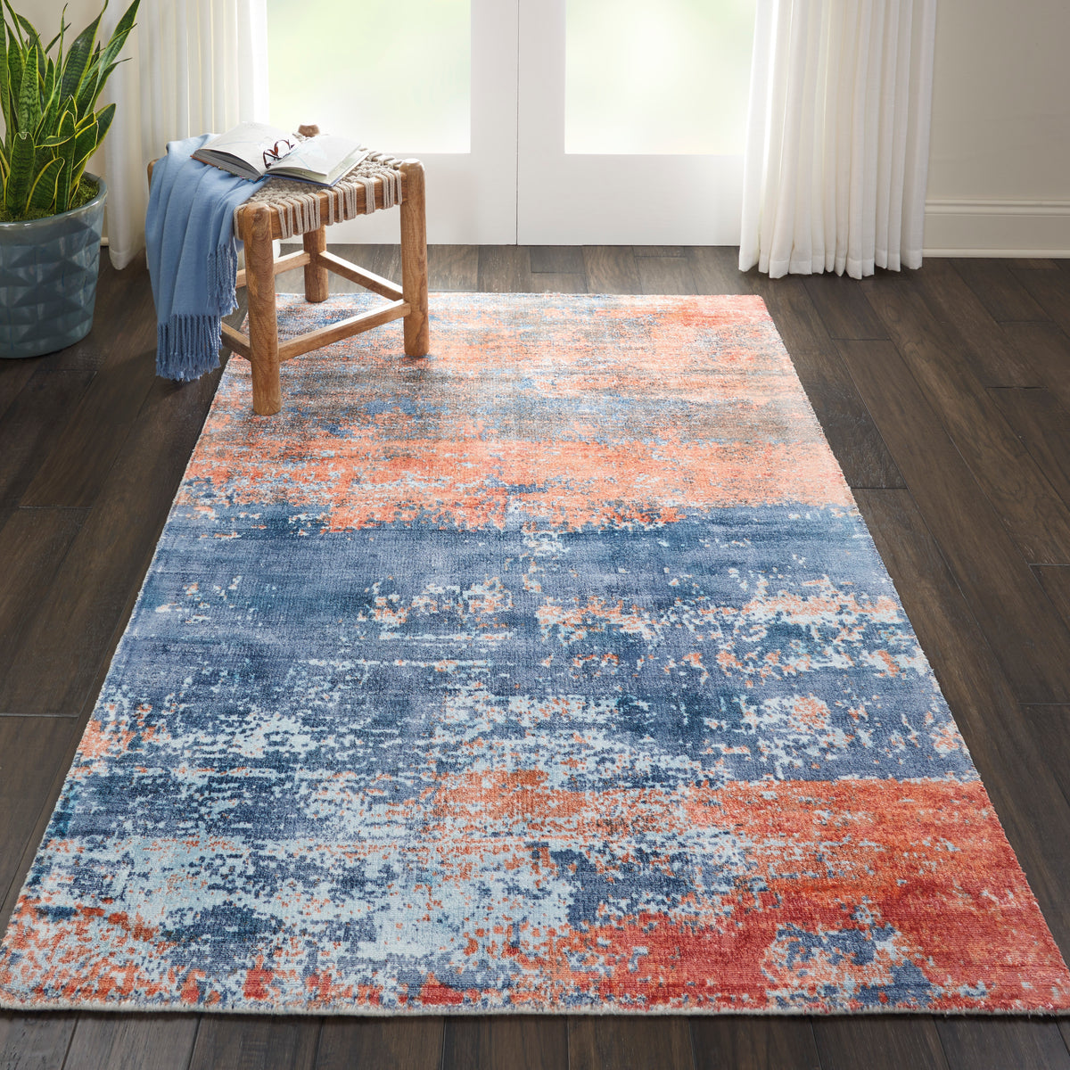 Safari Dreams KI374 Blue Brick Rug - room scene