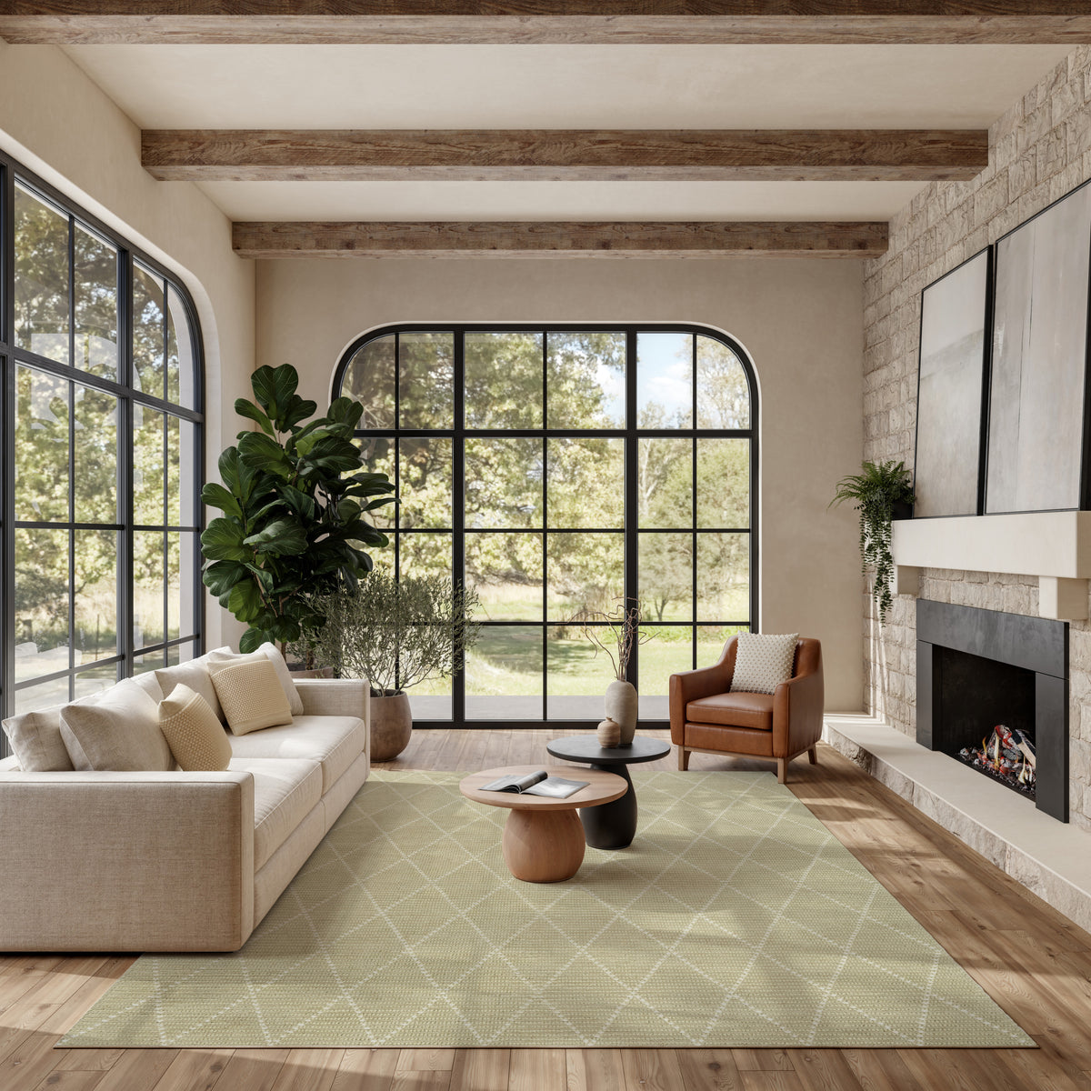 Azure AZU01 Sage Rug - room scene