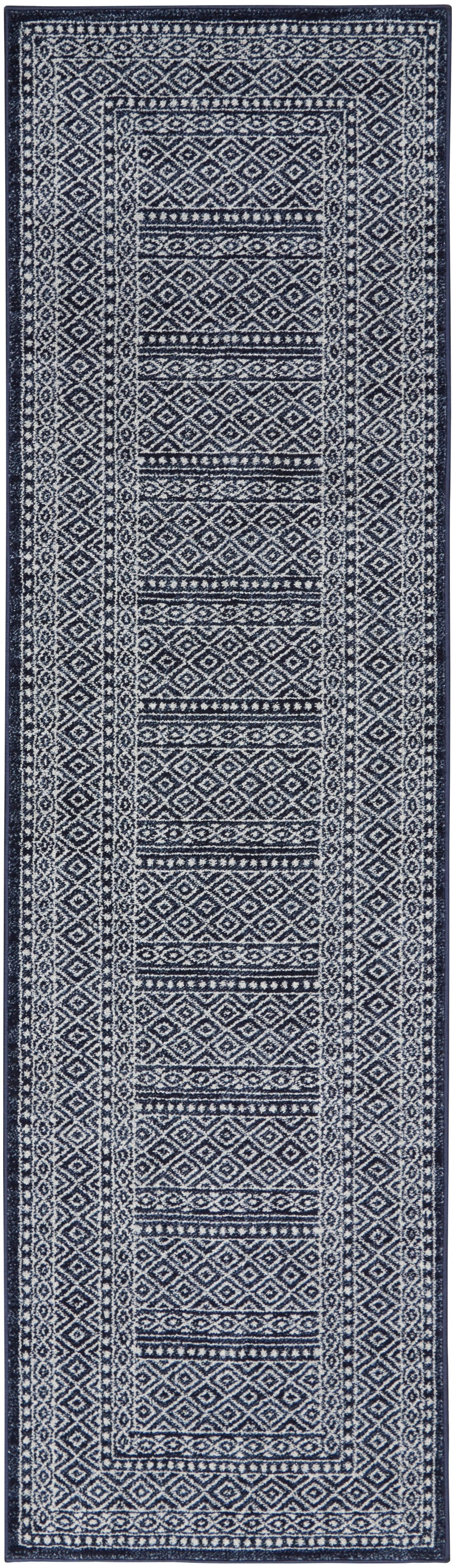 Palermo PMR04 Navy Grey Rug - Runner