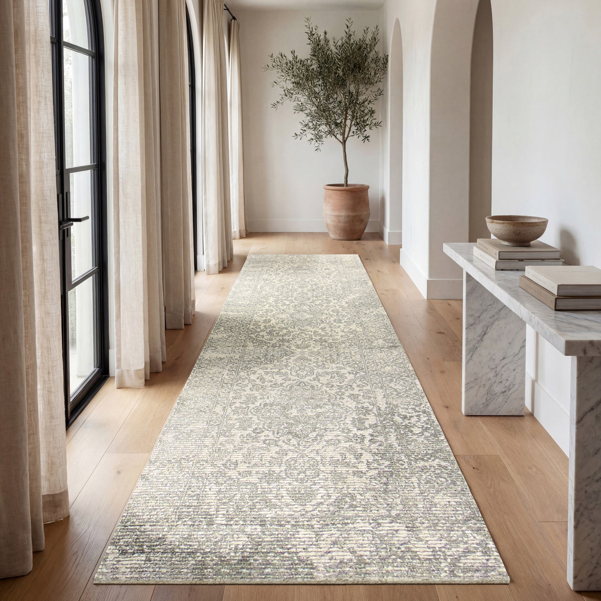 Azalea AZA01 Ivory Grey Rug - room scene