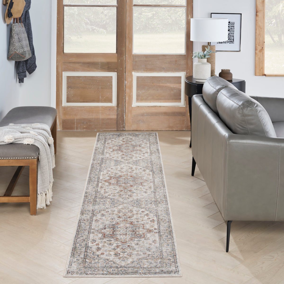 Astra Machine Washable ASW12 Grey Multicolor Rug - room scene