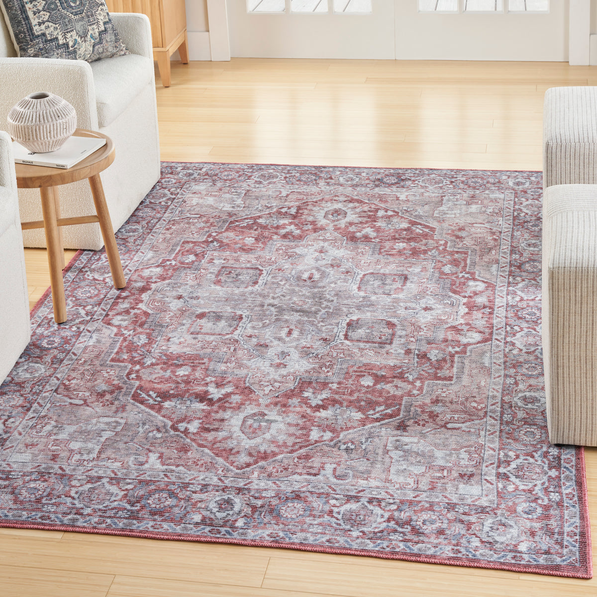 New Concept Washables SR101 Ivory Brick Rug - room scene