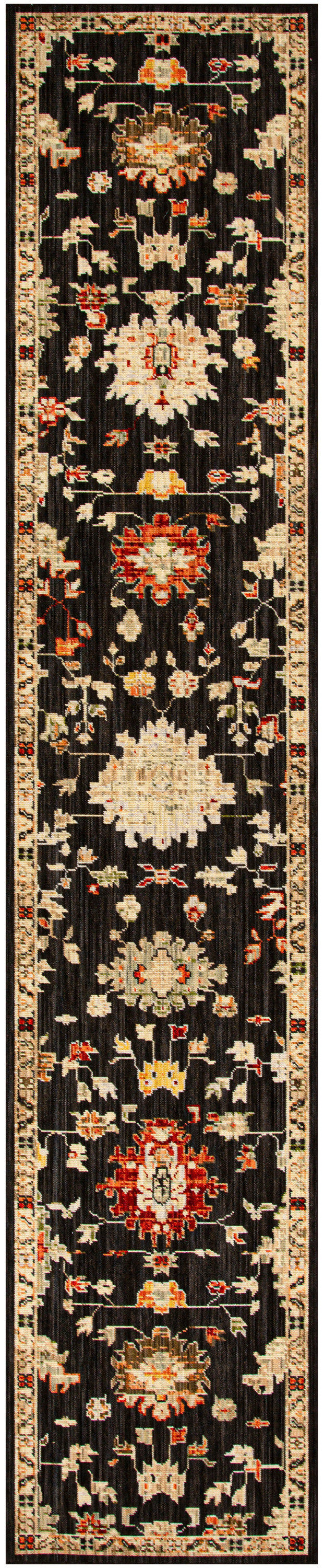 Antique Bloom ANB01 Black Rug - Runner