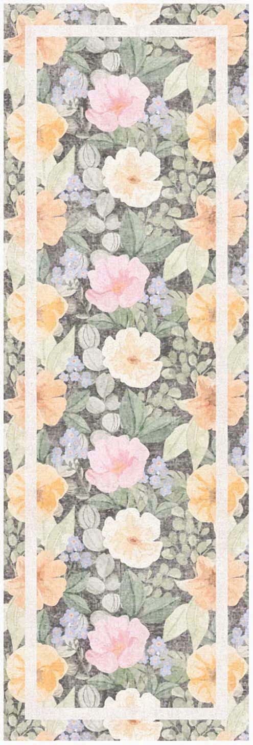 Botanical Washables BOT01 Charcoal Multicolor Rug - Runner