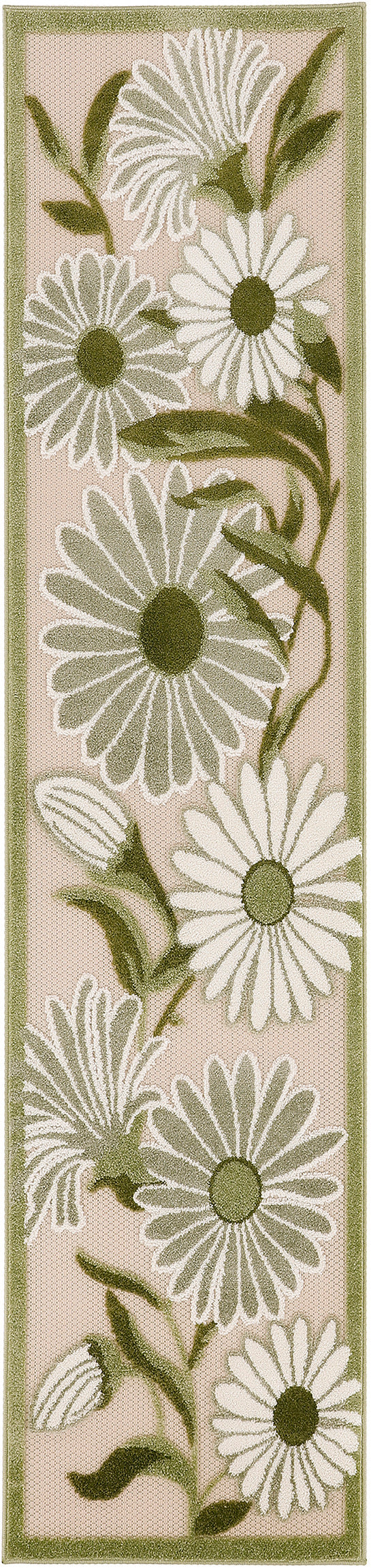 Aloha ALH33 Ivory Green Rug - Runner