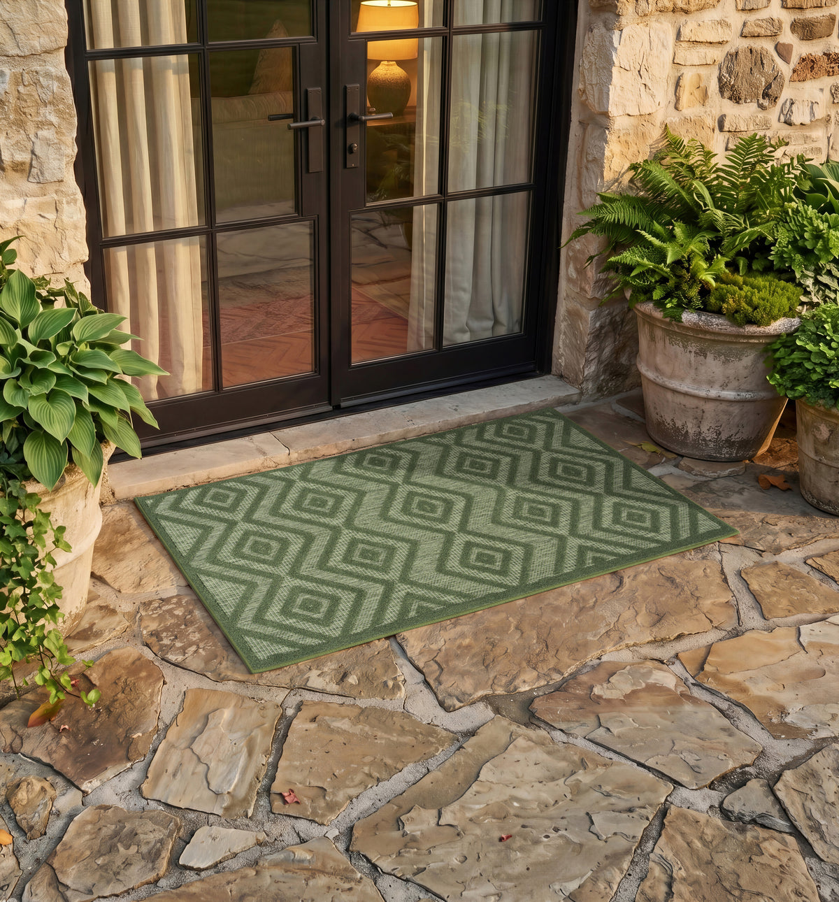 Versatile NRV01 Green Rug - room scene