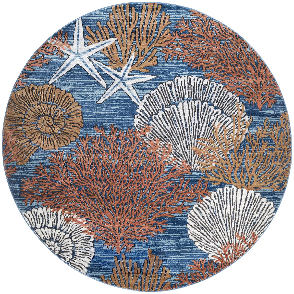 Seaside SDS04 Blue Multicolor Rug - Round