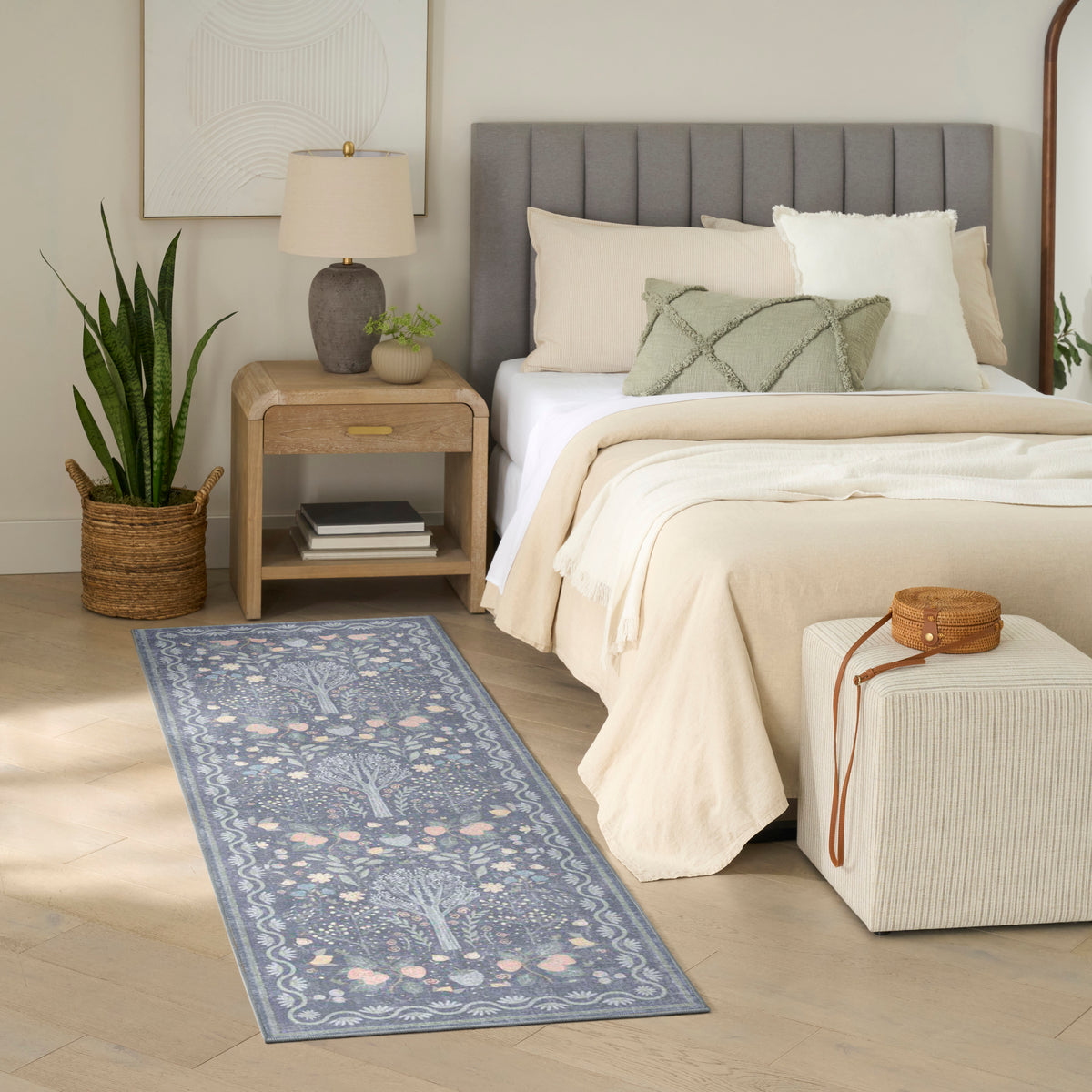 Botanical Washables BOT04 Blue Multicolor Rug - room scene