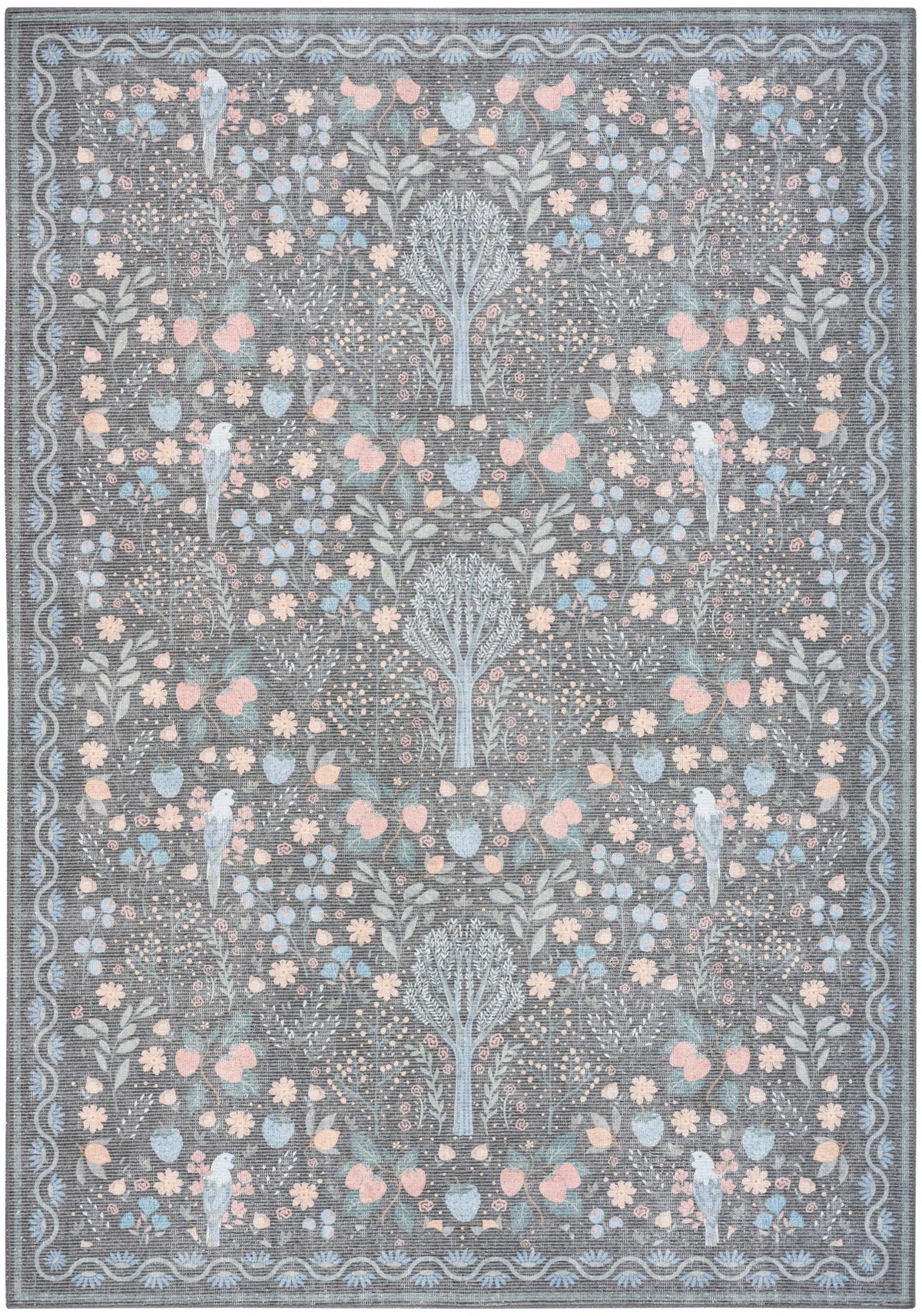 Botanical Washables BOT04 Charcoal Multicolor Rug - Rectangle