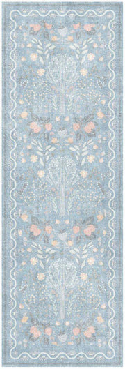 Botanical Washables BOT04 Light Blue Multicolor Rug - Runner