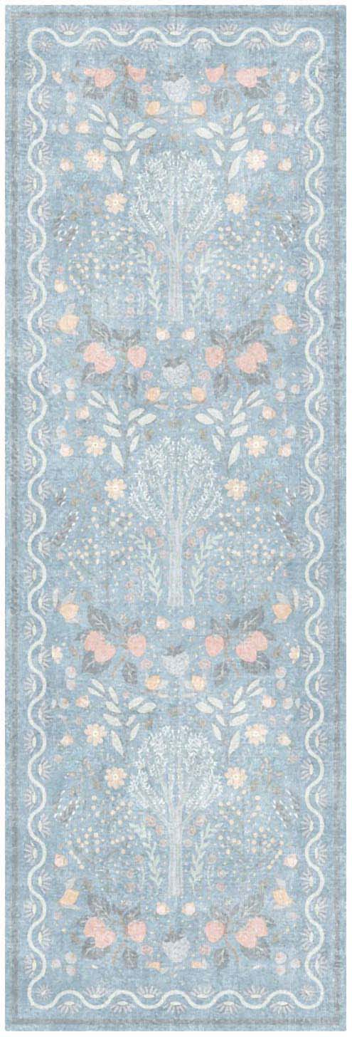 Botanical Washables BOT04 Light Blue Multicolor Rug - Runner