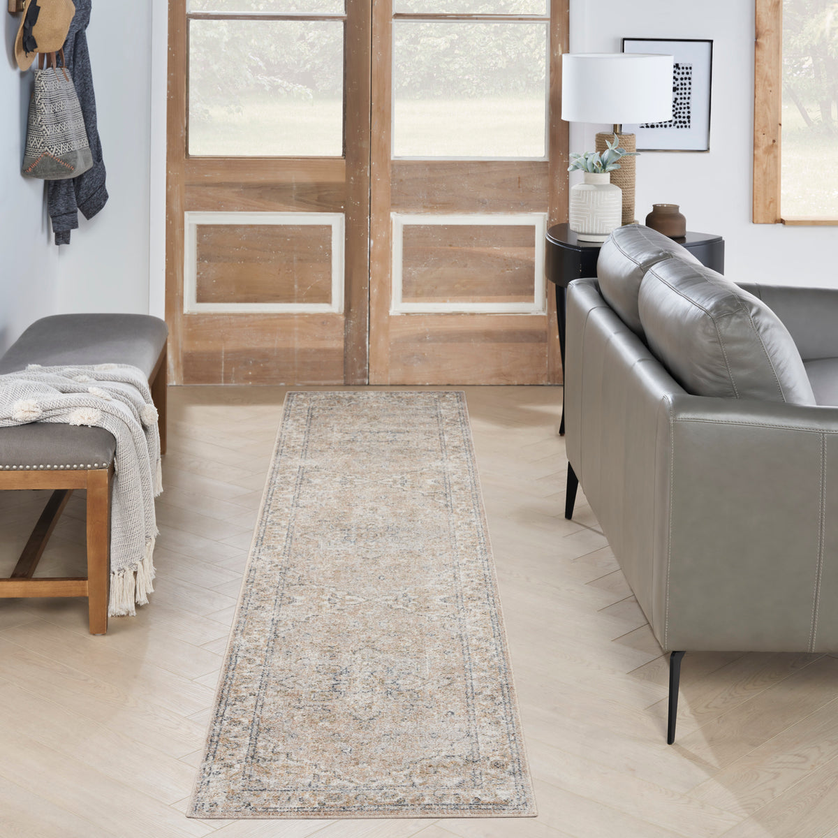 Astra Machine Washable ASW12 Beige Rug - room scene