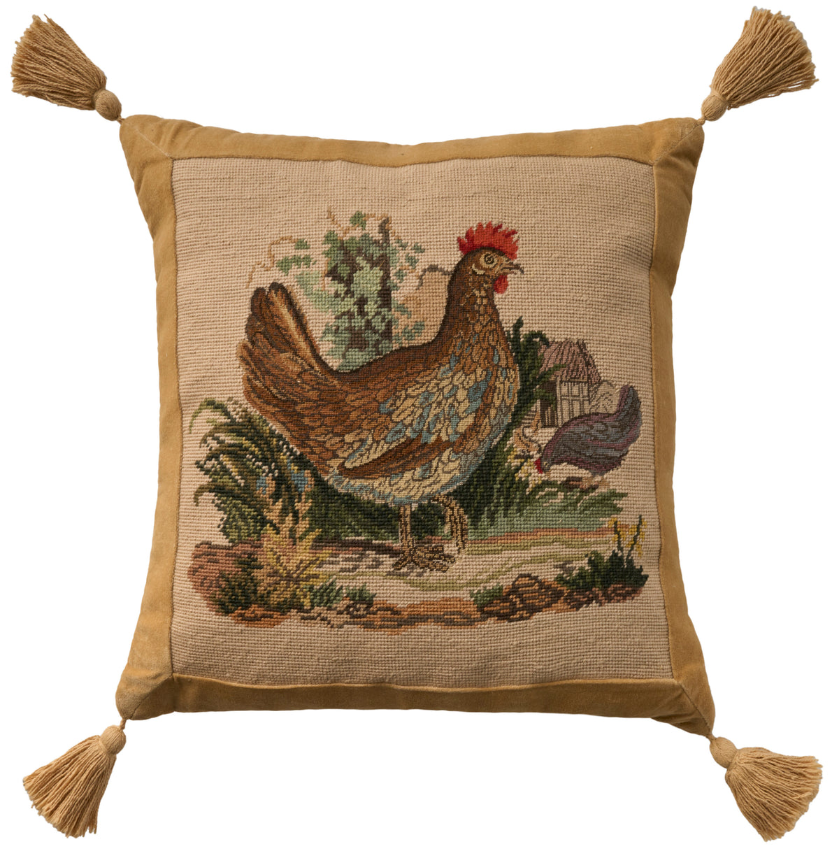 Vintage Pillow V8237 Beige 22" x 22" Throw Pillows