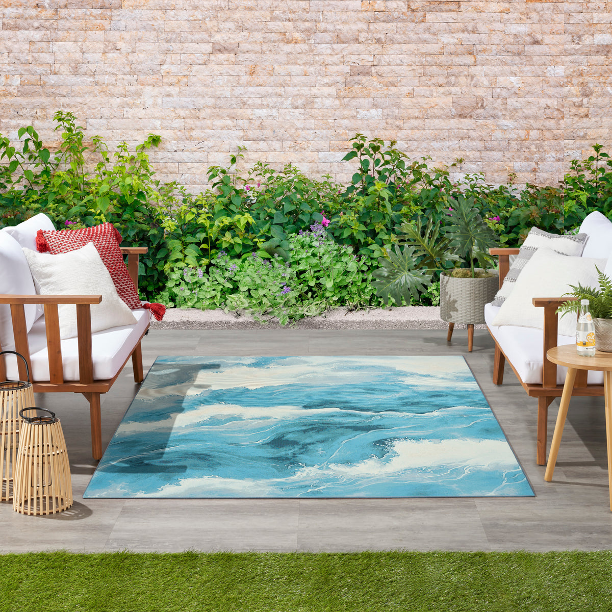 Color Splash CSP05 Ivory Blue Rug - room scene