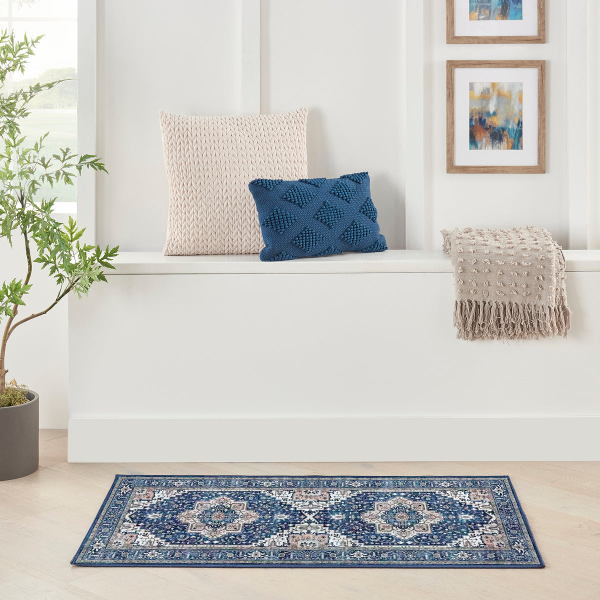 Fulton FUL10 Navy Ivory Rug - room scene