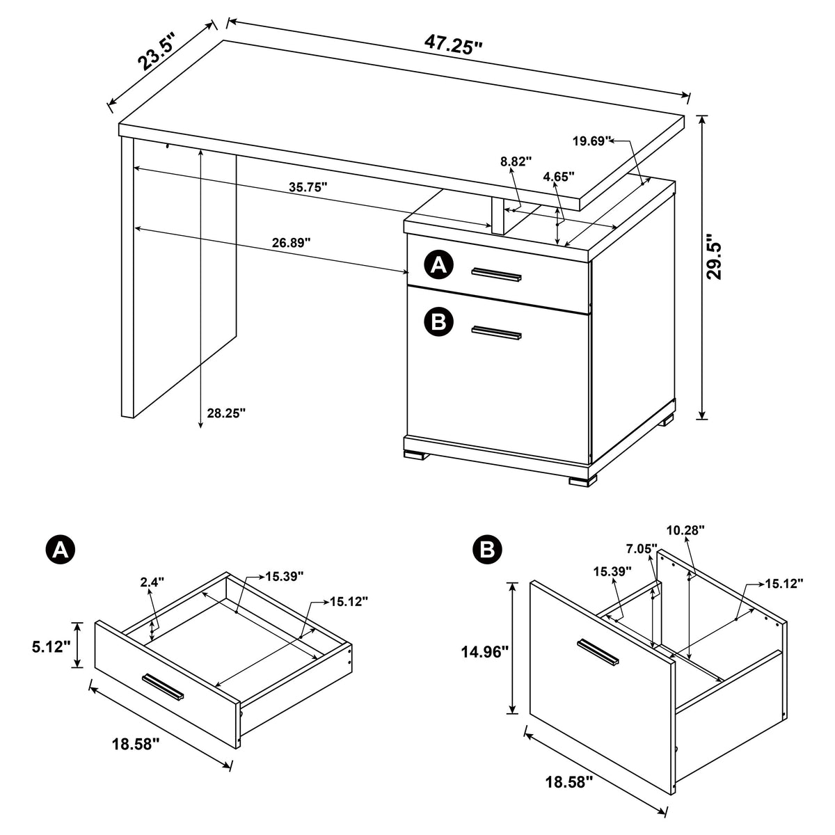 Irving 47-inch 2-drawer Office Computer Desk - Cappuccino