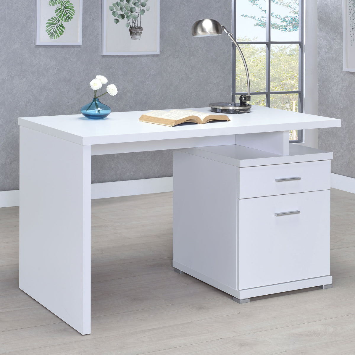 Irving 47-inch 2-drawer Office Computer Desk - White