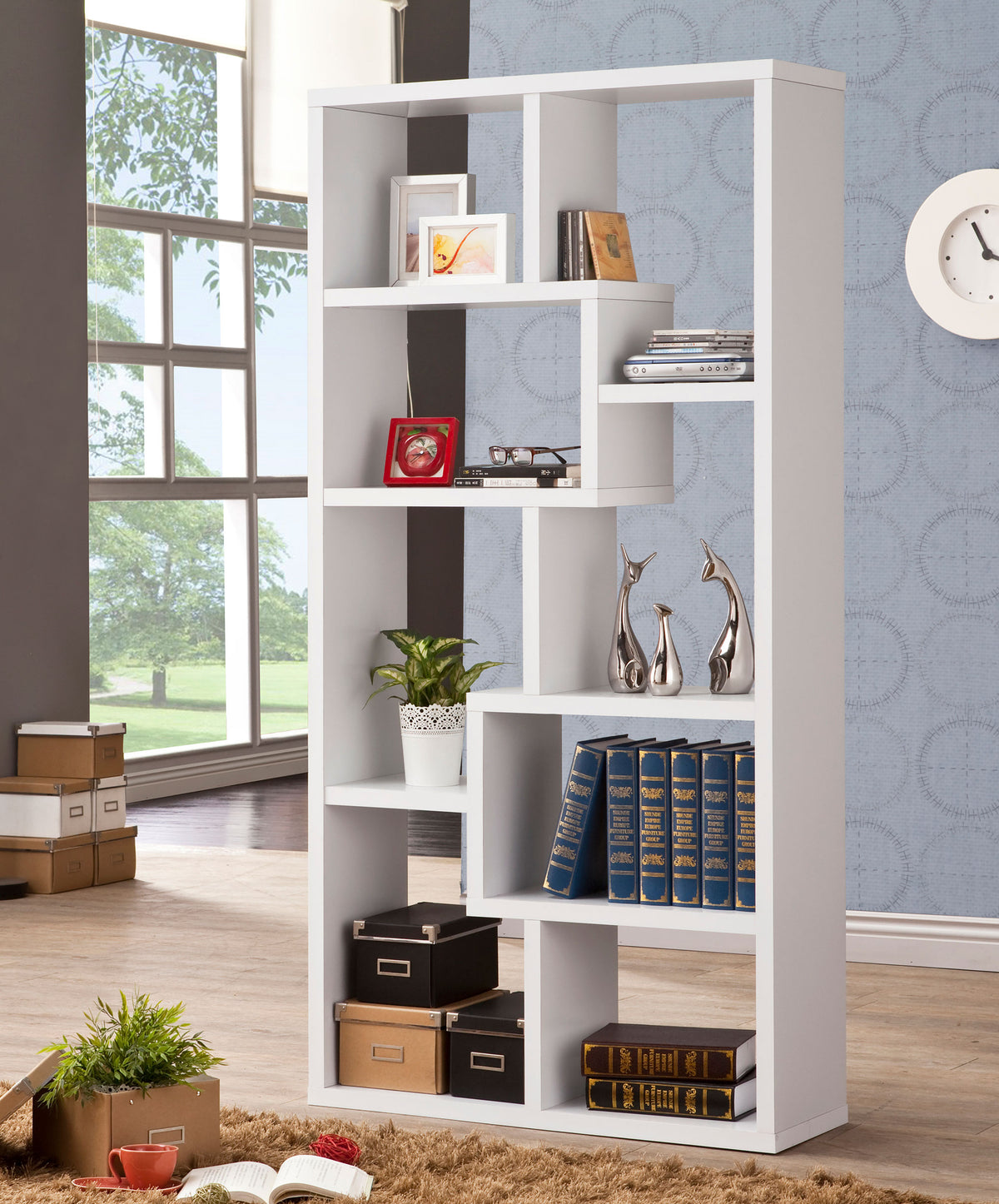 Theo 71-inch 6-shelf Bookshelf - White