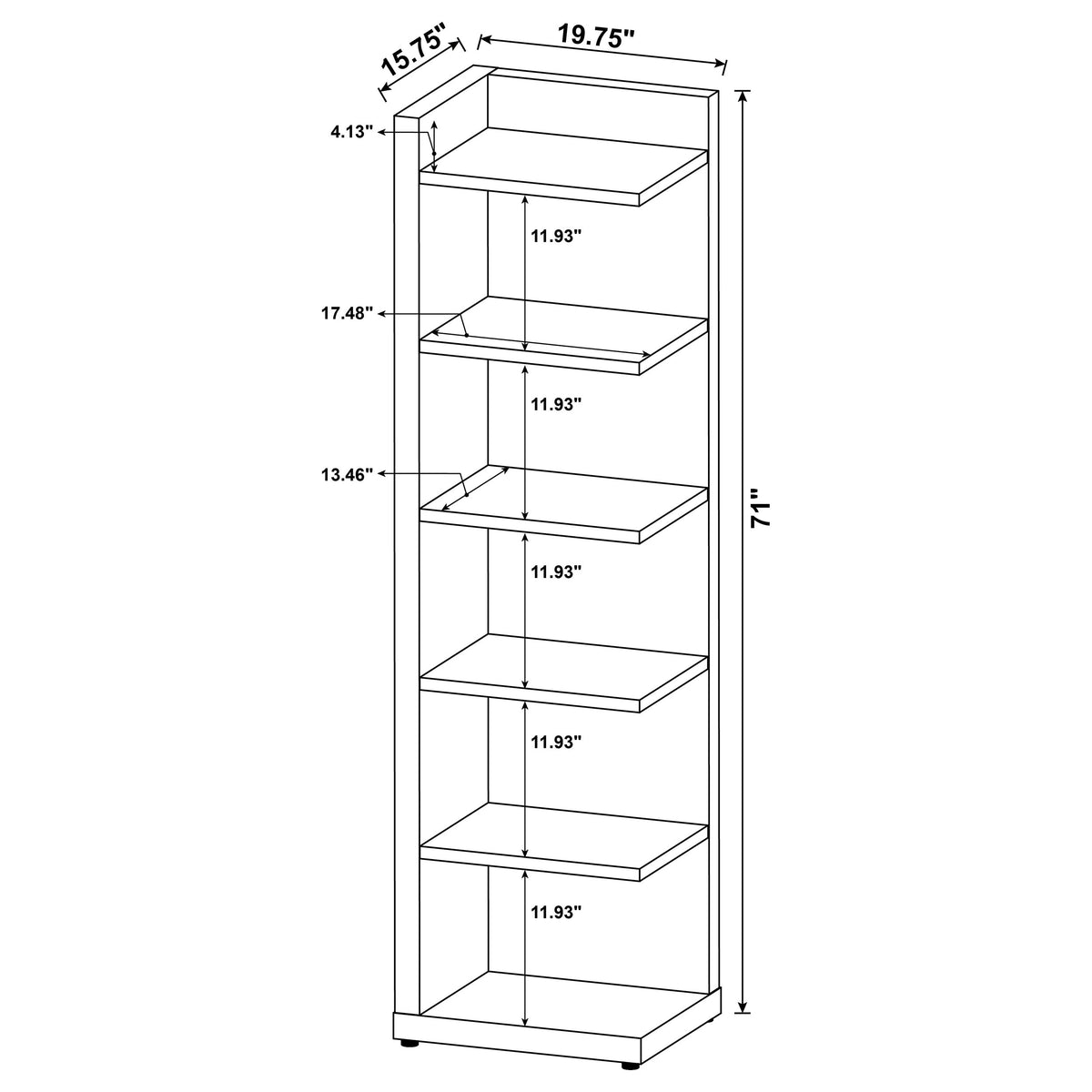 Alder 71-inch 6-shelf Corner Bookcase Cappuccino