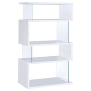 Emelle 63-inch 3-shelf Glass Panel Bookshelf White