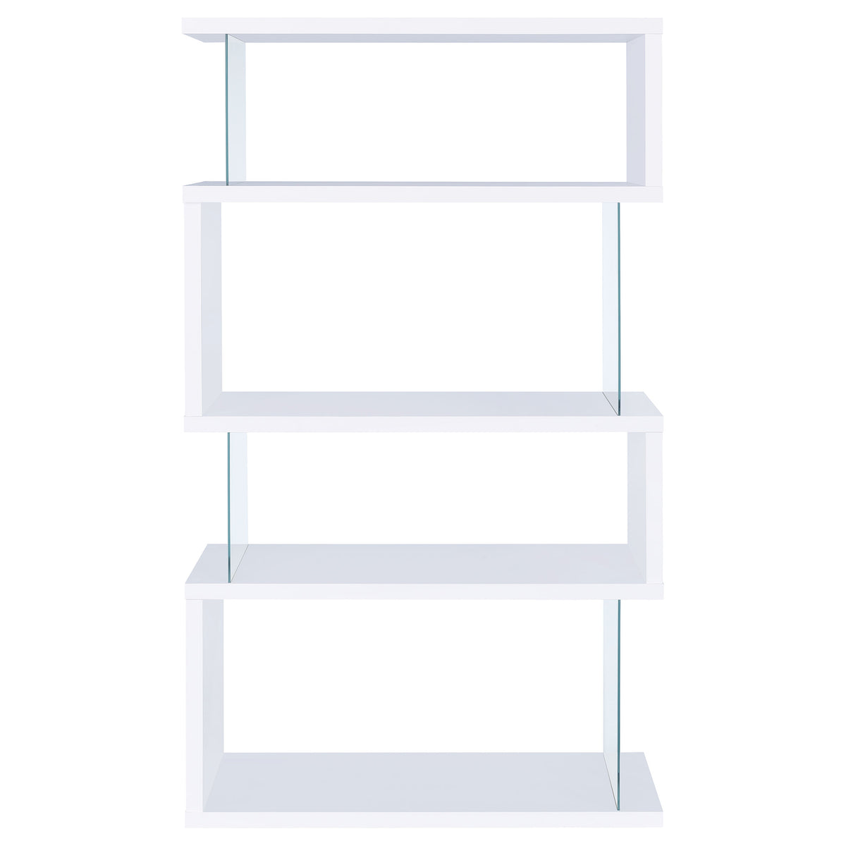Emelle 63-inch 3-shelf Glass Panel Bookshelf White