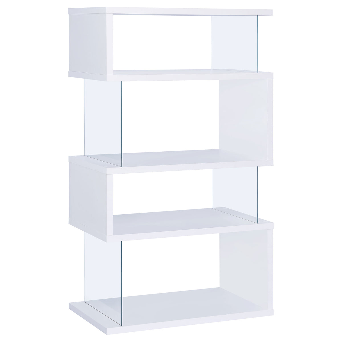 Emelle 63-inch 3-shelf Glass Panel Bookshelf White