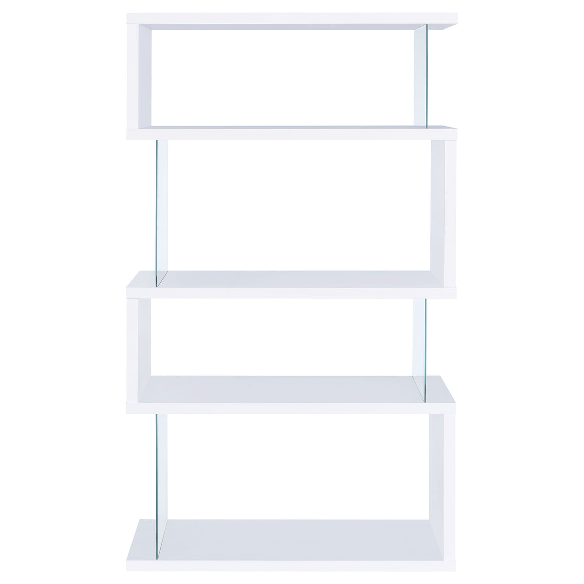 Emelle 63-inch 3-shelf Glass Panel Bookshelf White