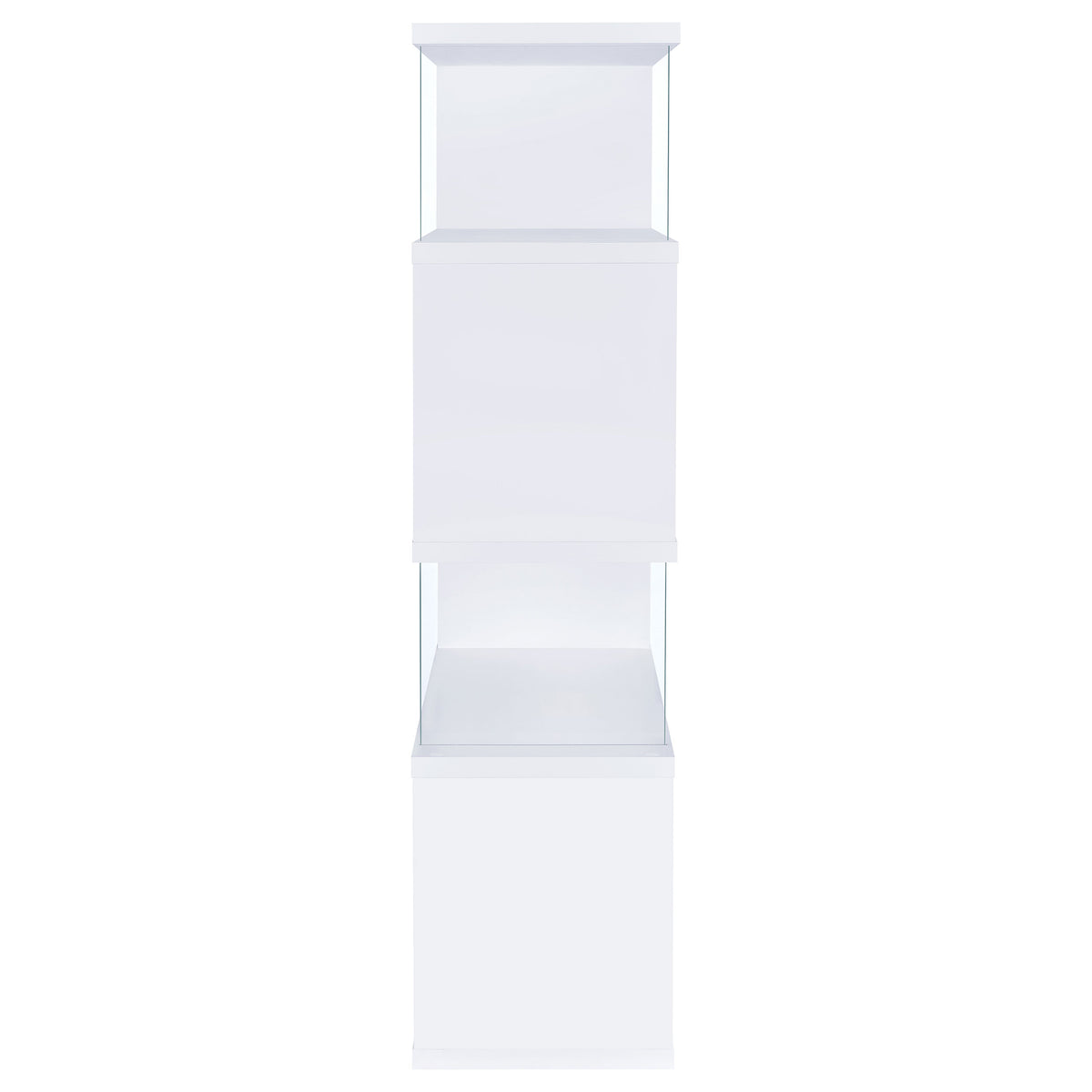 Emelle 63-inch 3-shelf Glass Panel Bookshelf White