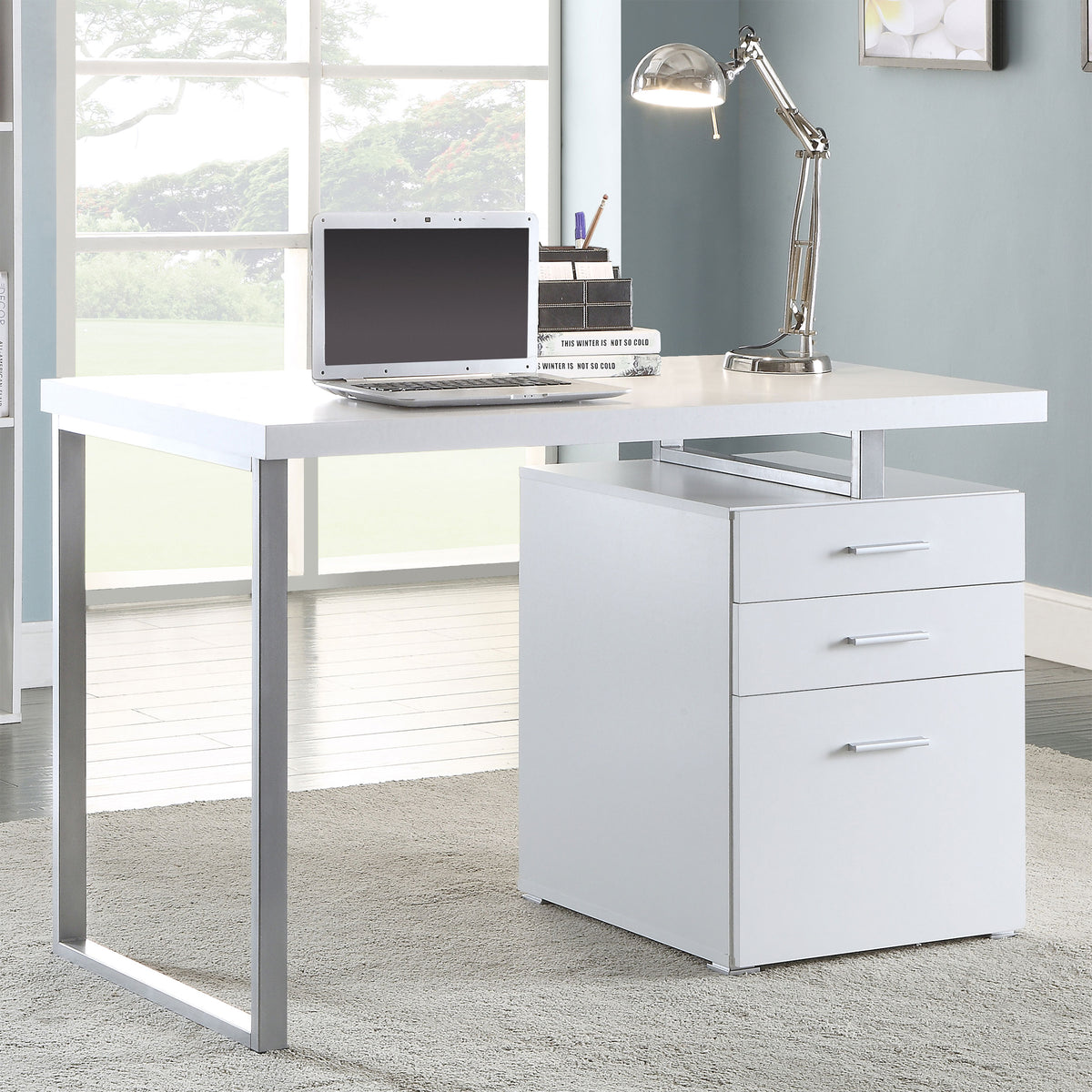 Brennan 47-inch 3-drawer Office Computer Desk - White