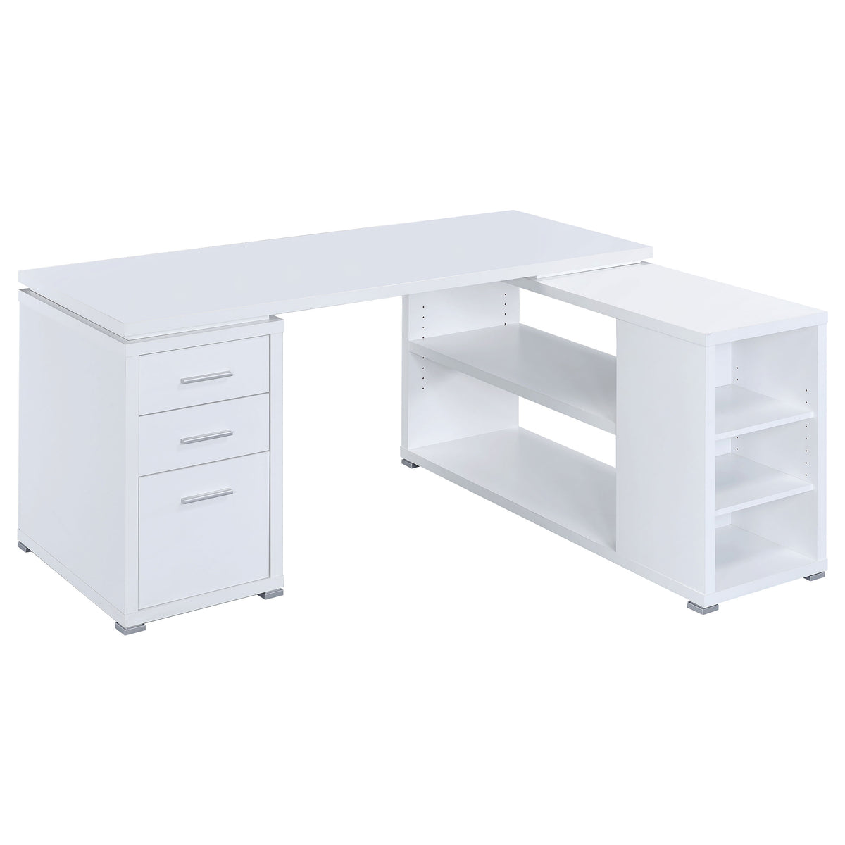 Yvette 60-inch 3-drawer L-Shape Computer Desk - White