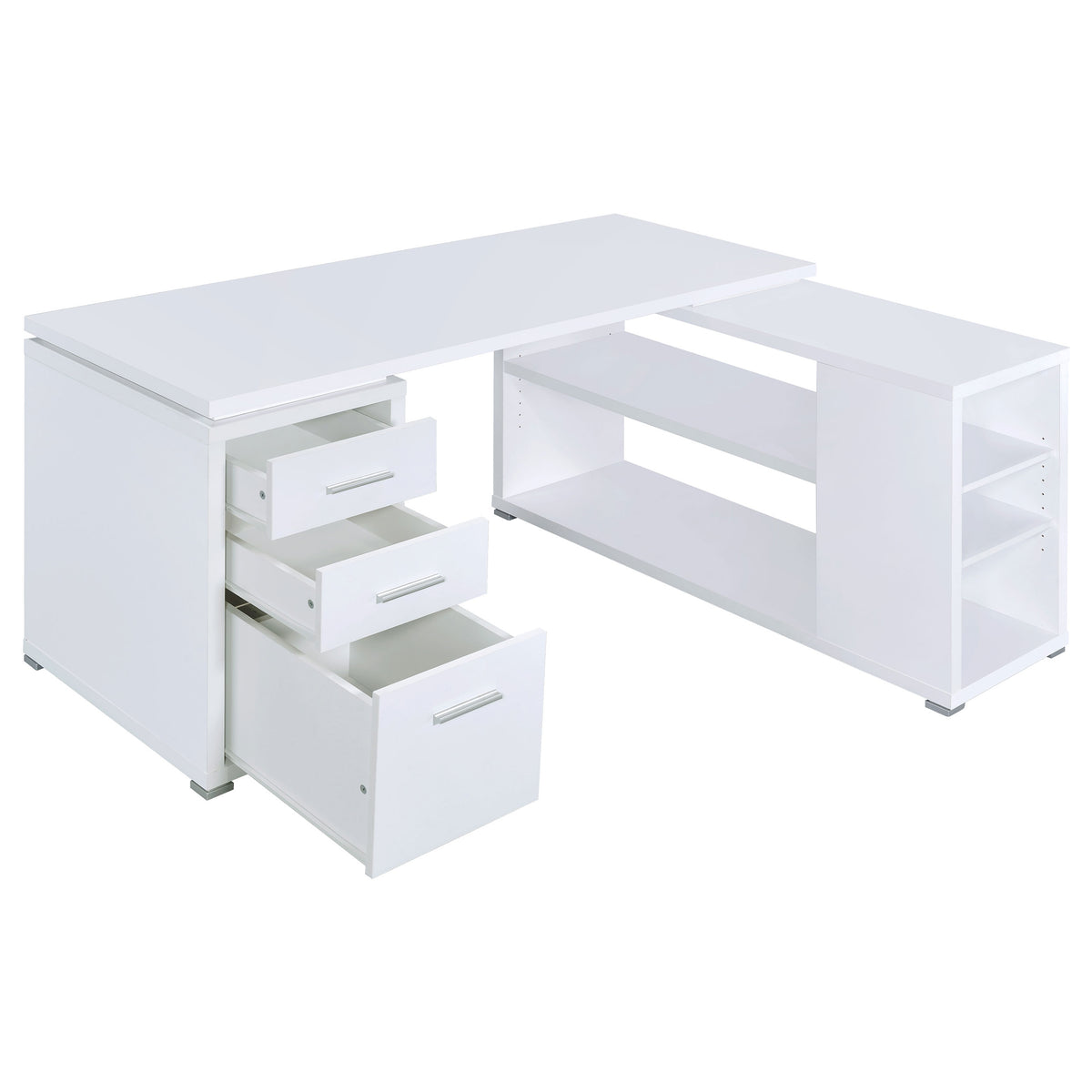 Yvette 60-inch 3-drawer L-Shape Computer Desk - White