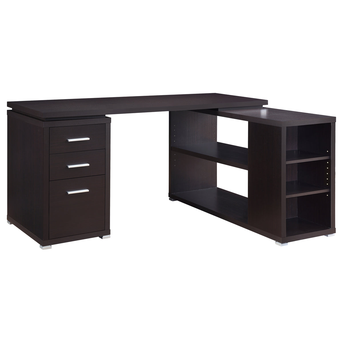 Yvette 60-inch 3-drawer L-Shape Computer Desk - Cappuccino