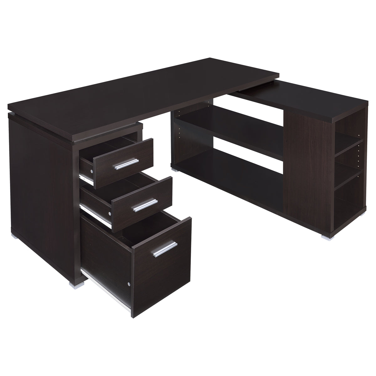 Yvette 60-inch 3-drawer L-Shape Computer Desk - Cappuccino