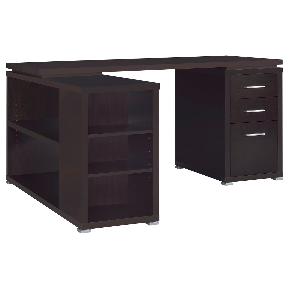 Yvette 60-inch 3-drawer L-Shape Computer Desk - Cappuccino