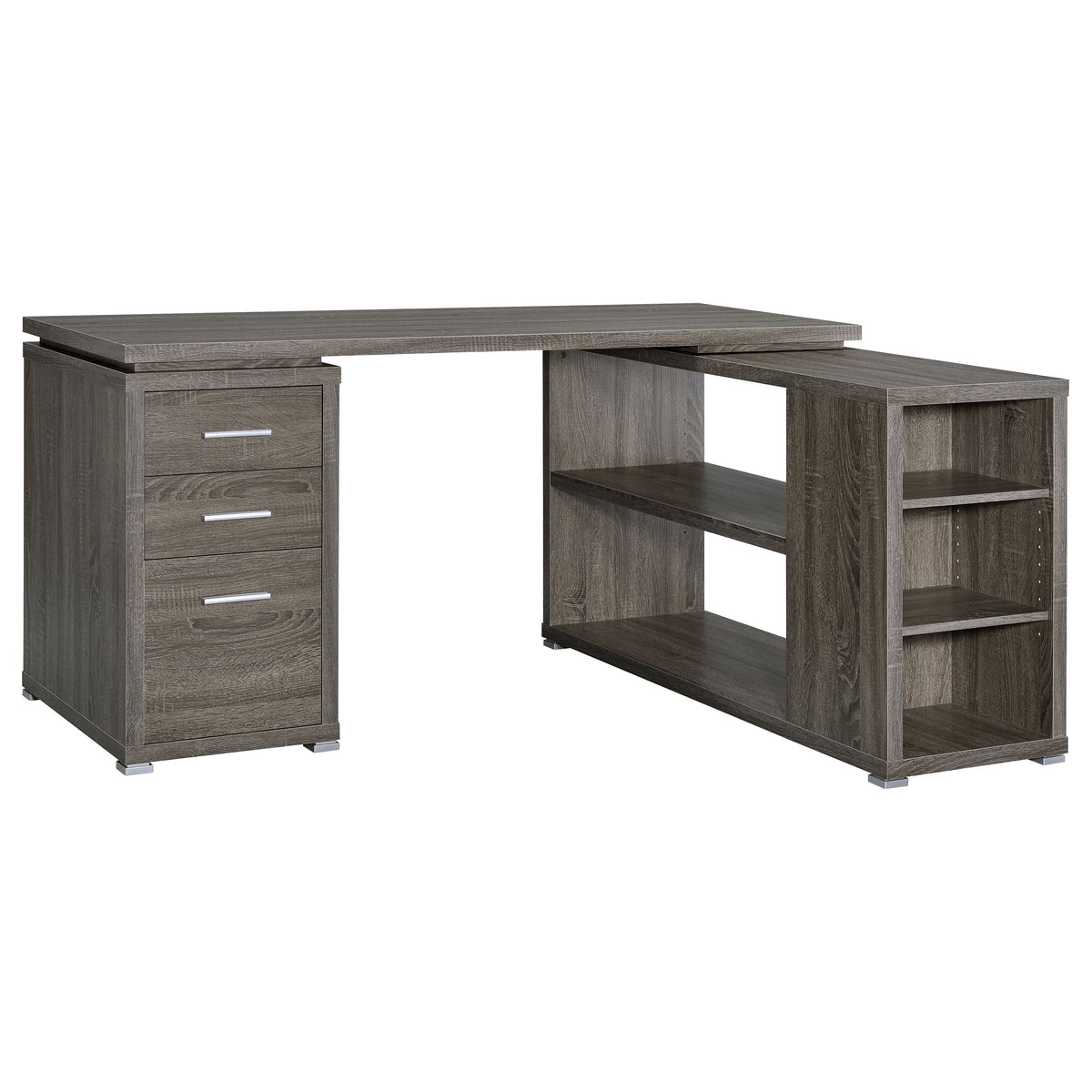 Yvette 60-inch 3-drawer L-Shape Computer Desk - Weathered Grey