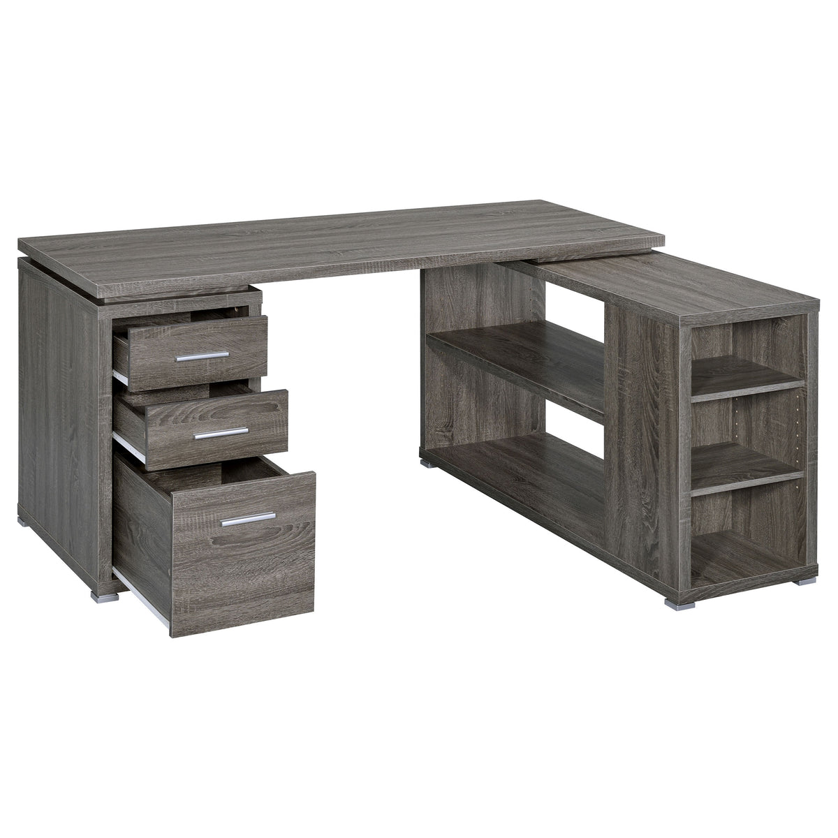 Yvette 60-inch 3-drawer L-Shape Computer Desk - Weathered Grey