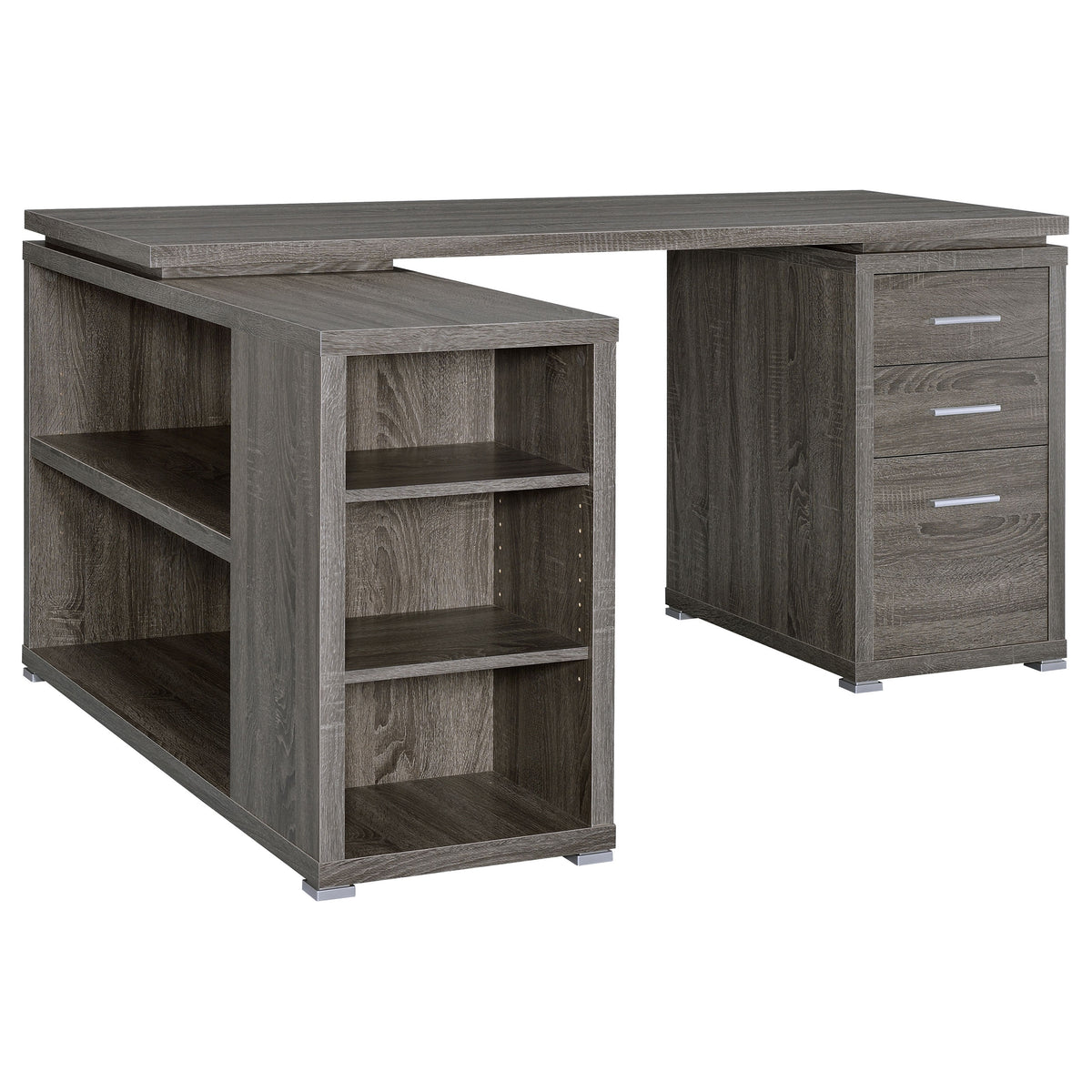Yvette 60-inch 3-drawer L-Shape Computer Desk - Weathered Grey